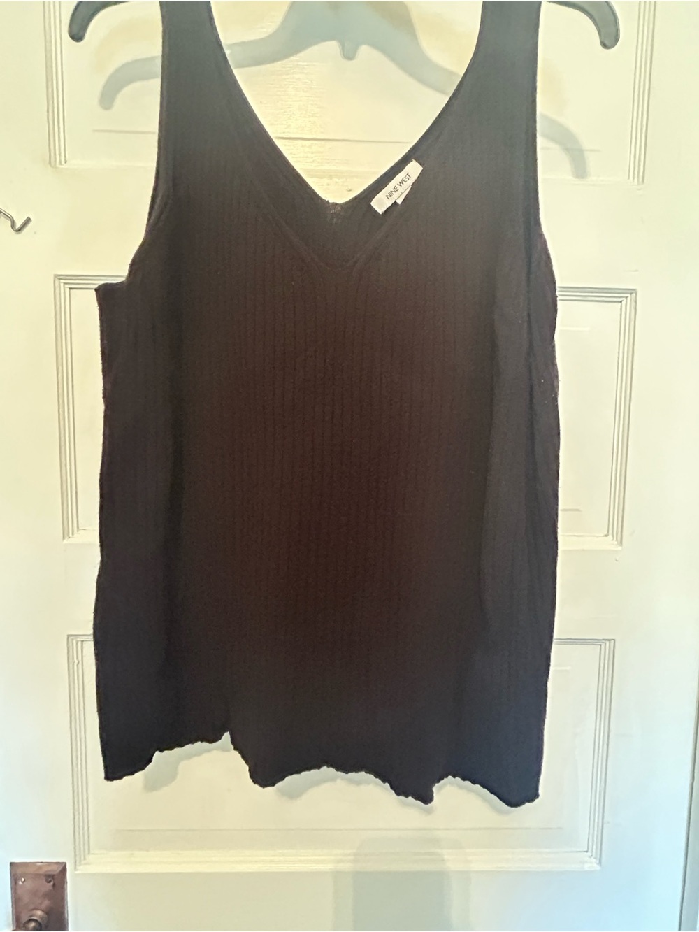 Nine West Black Ribbed V-Neck Tank